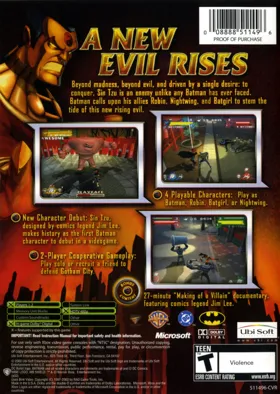 Batman Rise of Sin Tzu (USA) box cover back